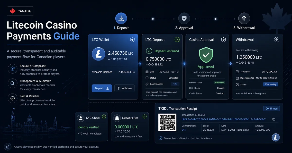 Litecoin payment flow for Canadian crypto casino players