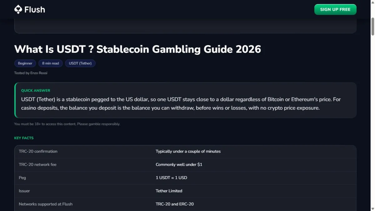 Flush USDT TRC20 and ERC20 network support