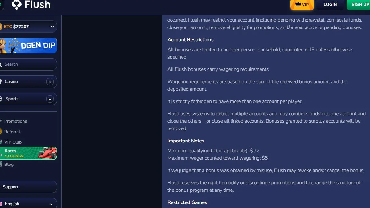Flush wagering requirements based on deposit plus bonus